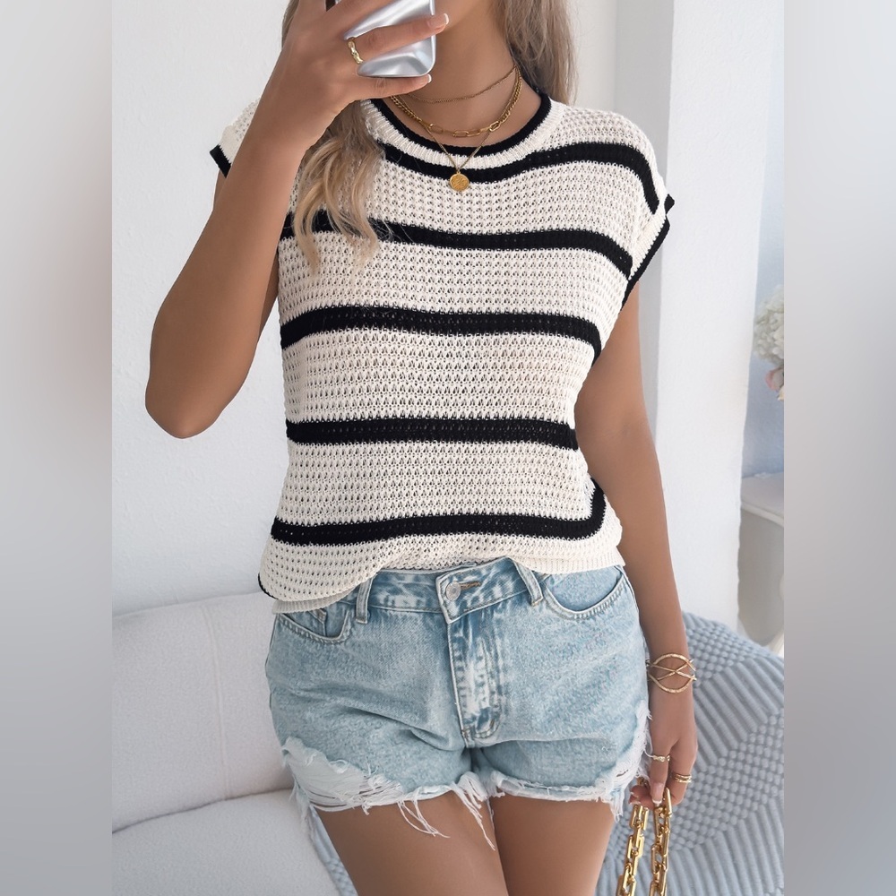 Striped Round Neck Knit Sweater